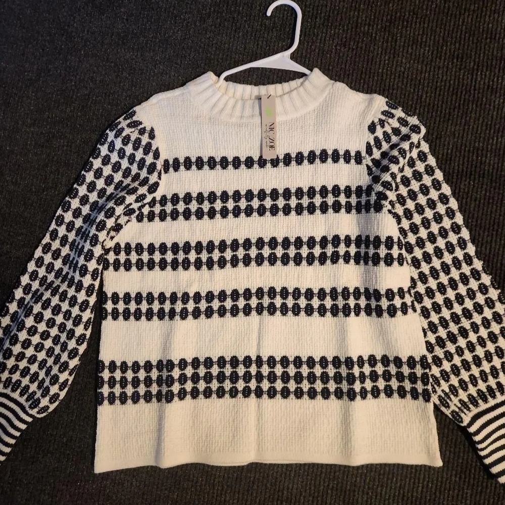 NIC+ZOE NWT Navy and White Crew Neck Sweater Size XXL - Picture 4 of 7